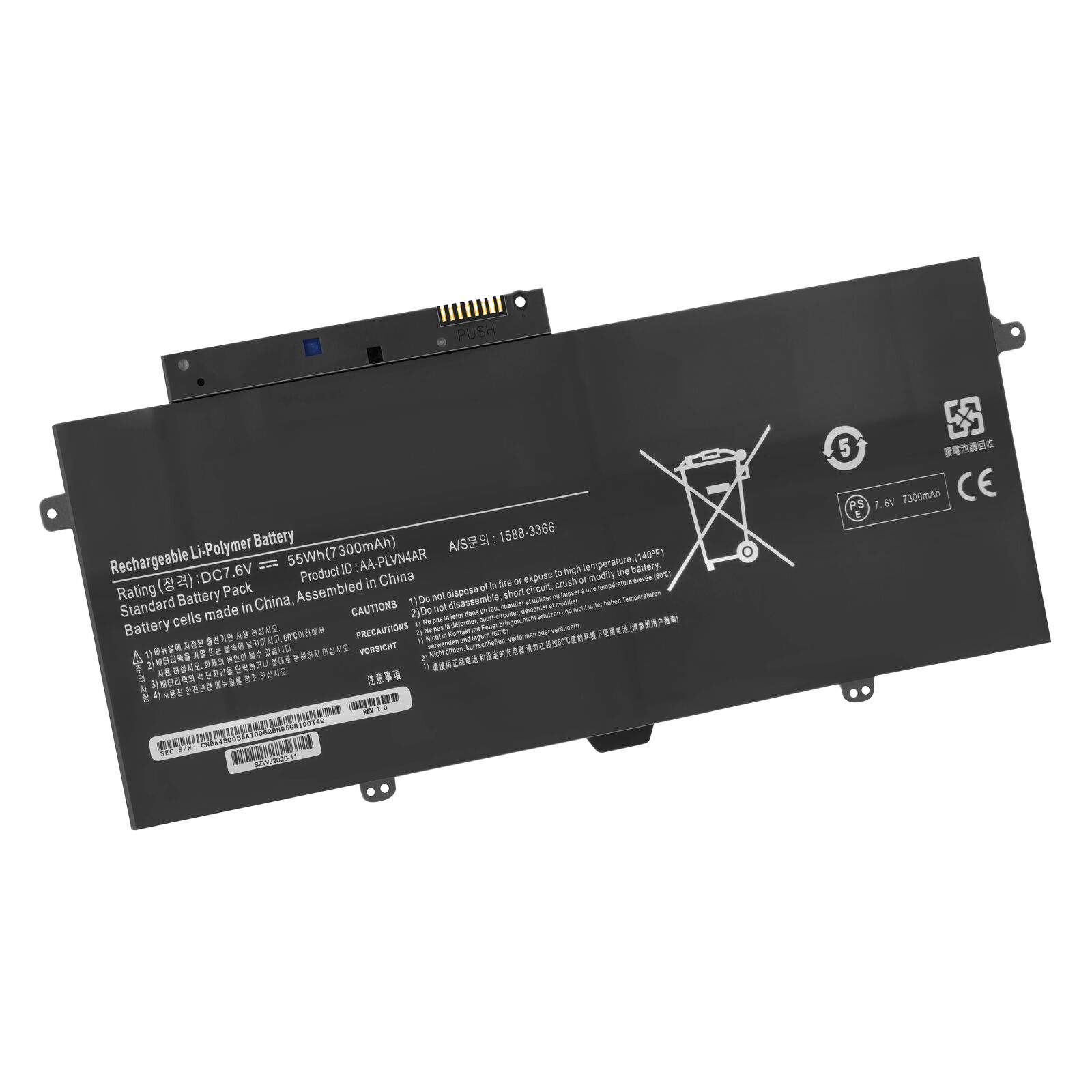 Samsung NP940X3G-K04US 55wh 7,6V Li-Polymer Ersatz Akku