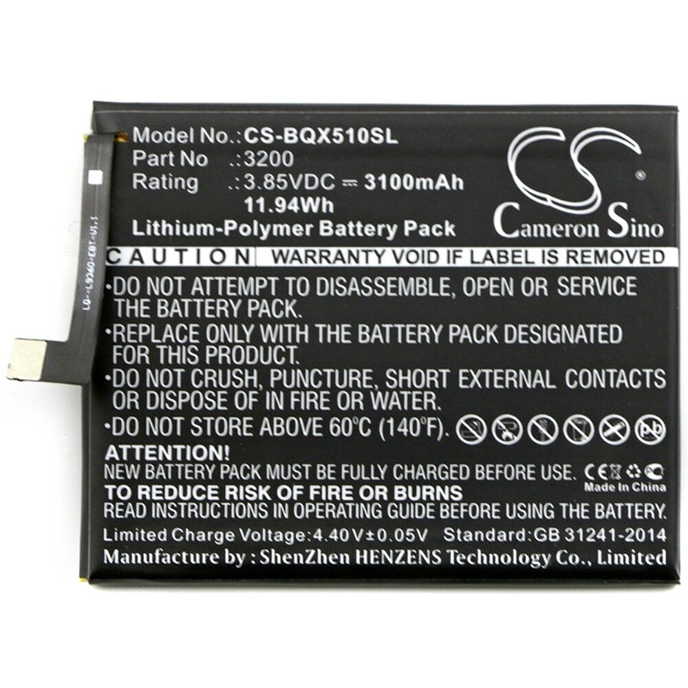 Li-Polymer BQ Aquaris X5 Plus + 3200 3100mAh 3,85V Ersatz Akku