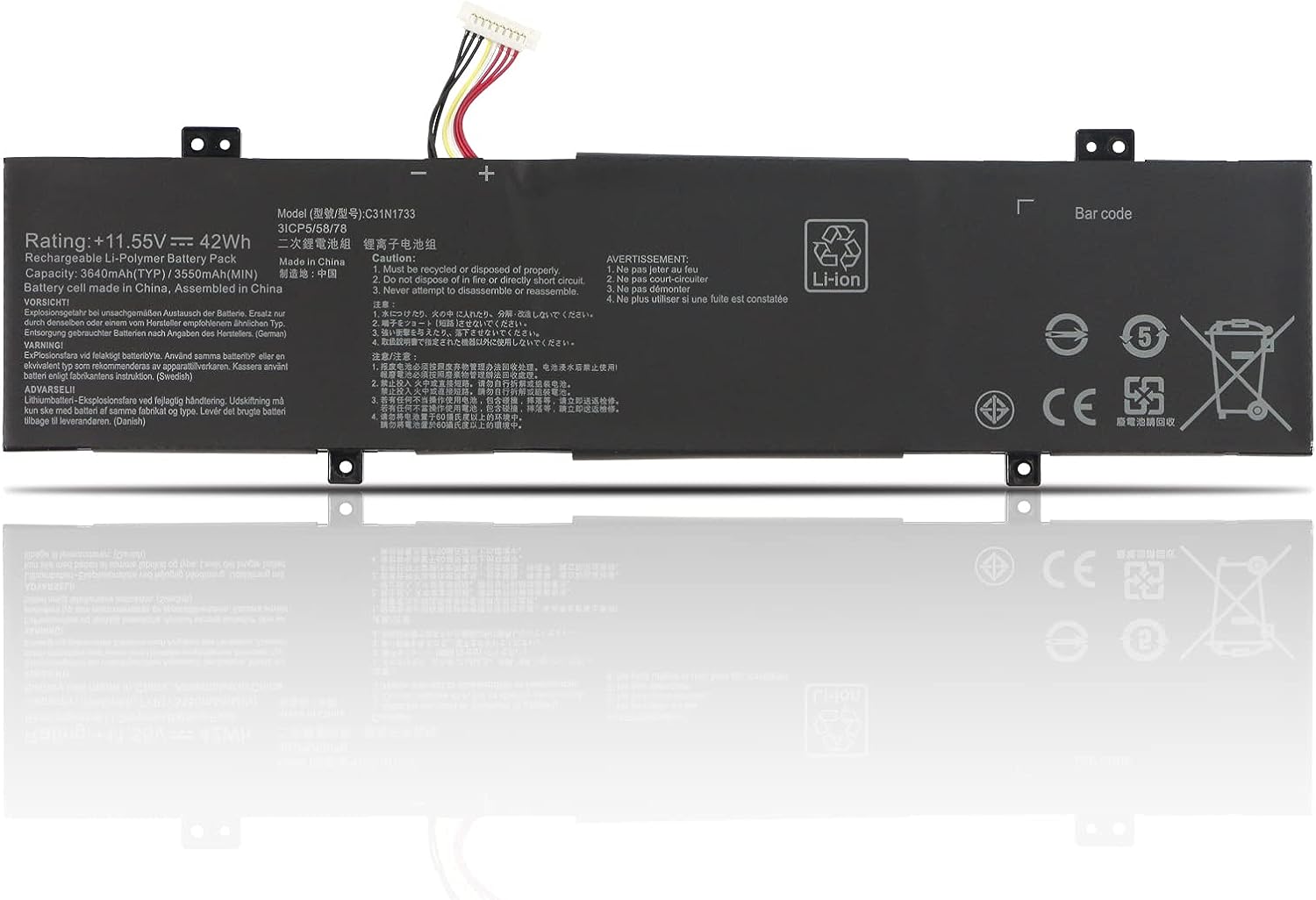 C31N1733 Asus VivoBook Flip 14 EC207T 249T TP. 412FA-EC707T EC326T EC756T EC757T EC752T Ersatz Akku