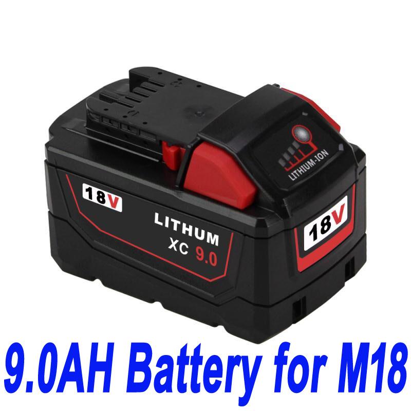 18V 9.0Ah For Milwaukee M18 M18B4 48-11-1828 Red Lithium Ion XC 9.0 Ersatz Akku - zum Schließen ins Bild klicken